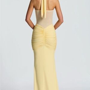Yellow Halter Ruched Back Maxi Dress - Women
